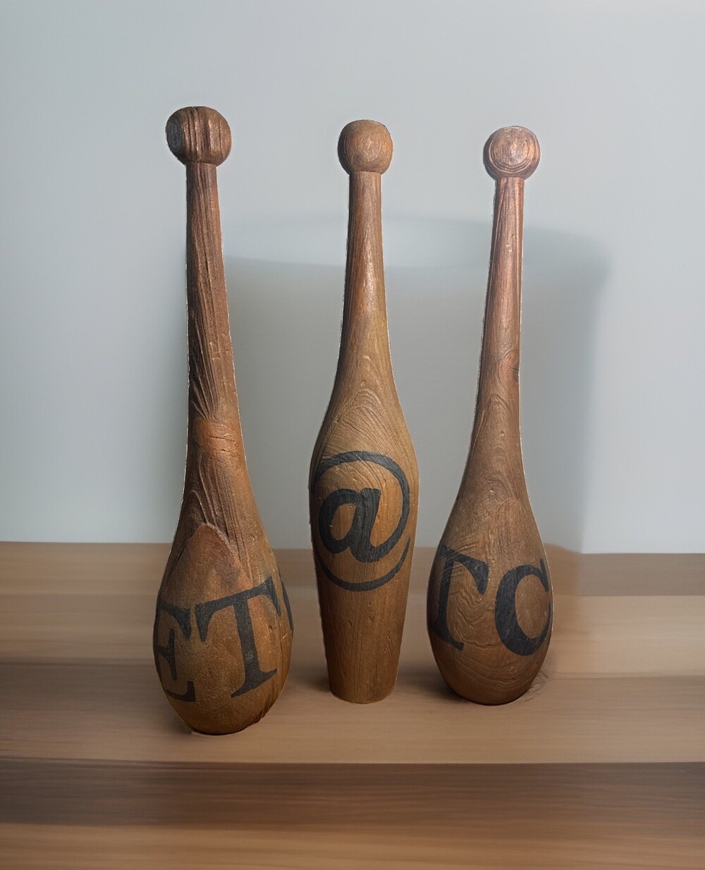 @ ETC ETC Faux Wood Resin Juggling Pins Set of 3 Primitive Rustic Decor